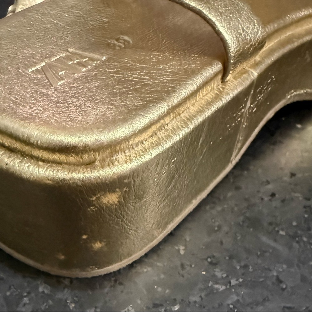 NEW ZARA MUTED METALLIC GOLD PLATFORM SOFT SANDALS SZ 39 8.5 (Read Description) - Picture 7 of 7